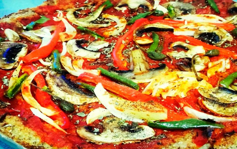 Pizza Vegana de Quinoa y Chia con Setas - nutricionista vegano madrid